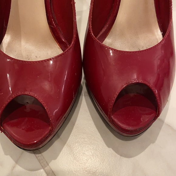 Dior burgundy platform pumps with open toe, size 37 - Picture 9 of 11